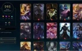 Conta unranked com 293 Skins, 30 cromas e 16 Maestria 7.