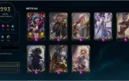 Conta unranked com 293 Skins, 30 cromas e 16 Maestria 7.