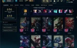 Unranked com TODOS os champs e 243 Skins ( MID / JG / TOP )
