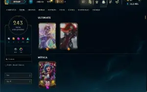 Unranked com TODOS os champs e 243 Skins ( MID / JG / TOP )