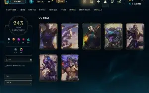 Unranked com TODOS os champs e 243 Skins ( MID / JG / TOP )