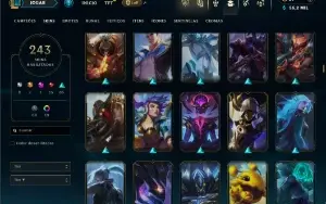 Unranked com TODOS os champs e 243 Skins ( MID / JG / TOP )