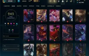 Unranked com TODOS os champs e 243 Skins ( MID / JG / TOP )