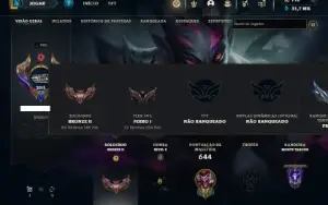 Bronze 2 com TODOS os champs e 225 Skins ( Nivel 945 )