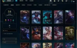 Conta prata 4 com 38 skins e 74 champs