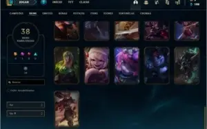 Conta prata 4 com 38 skins e 74 champs