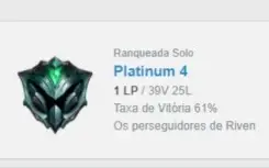 Conta Platina 4 + 15k de EA - LOL