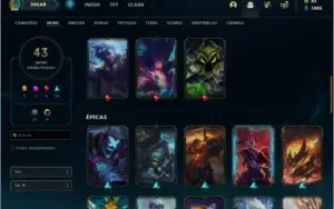 Conta bronze 1 AFUNDADA com 43 skins e 91 champs