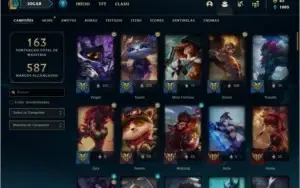 Conta bronze 1 AFUNDADA com 43 skins e 91 champs