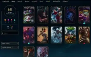 conta lol, 70 skins boas, 109 campeões,prata2, 250 reais
