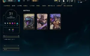 Unranked com 85 Champs e 31 Skins + 27 Fragmentos