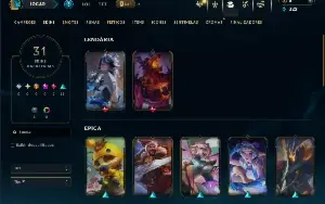 Unranked com 85 Champs e 31 Skins + 27 Fragmentos