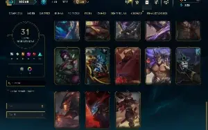 Unranked com 85 Champs e 31 Skins + 27 Fragmentos