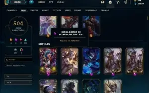 Conta Diamante 2 com TODOS os champ e 504 Skin + 6 Prestigio