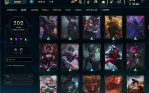 Unranked com TODOS os champs e 202 Skins ( JG / MID / ADC )