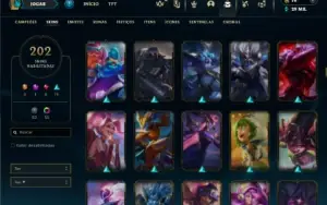 Unranked com TODOS os champs e 202 Skins ( JG / MID / ADC )