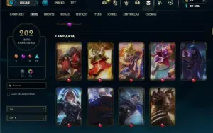 Unranked com TODOS os champs e 202 Skins ( JG / MID / ADC )