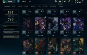 Unranked com TODOS os champs e 202 Skins ( JG / MID / ADC )