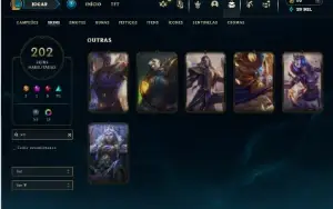 Unranked com TODOS os champs e 202 Skins ( JG / MID / ADC )