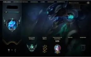 Conta no LOL, todos os campões, elo Platina 3 com 223 skins