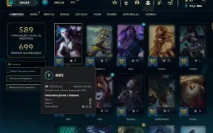 Esmeralda 4 com TODOS os champs e 343 Skins + 10 Vitoriosas