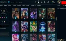 CONTA LEAGUE OF LEGENDS (TODOS CHAMPS, 115 SKINS, PLAT 1)