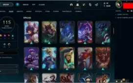 CONTA LEAGUE OF LEGENDS (TODOS CHAMPS, 115 SKINS, PLAT 1)