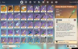Genshin Impact - Ar54 ,9 Personagens T5 E 4 Armas T5+Xiao C1