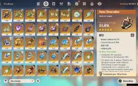 Genshin Impact - Ar54 ,9 Personagens T5 E 4 Armas T5+Xiao C1
