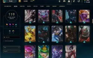 Prata 4 com 130 Champs e 119 Skin + Rammus Rei e Kayle Juiza
