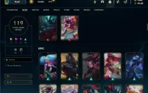 Prata 4 com 130 Champs e 119 Skin + Rammus Rei e Kayle Juiza