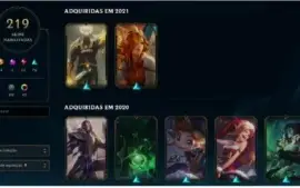 Conta League of Legends 151 campeões 220 skins platina 4
