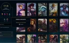 CONTA PLATINA 1 TODOS CHAMPS, 114 SKINS, LEVEL 326