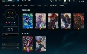 Conta league of legends com 382 (5 ultimetes/ 28 lendarias)