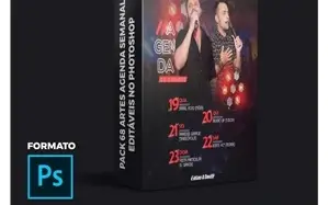 Pack 68 Artes Agenda Semanal - Editáveis Photoshop