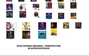Pack 68 Artes Agenda Semanal - Editáveis Photoshop