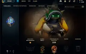 Conta Unranked com Skin Rammus Rei, Kayle Juíza e muito mais