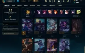 Unranked com 35 Champs e 26 Skins  ( MAIN ADC )