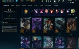 Unranked com 35 Champs e 26 Skins  ( MAIN ADC )