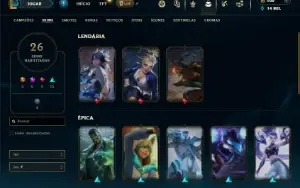 Unranked com 35 Champs e 26 Skins  ( MAIN ADC )