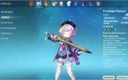 Conta Genshin com Diluc, Klee, Qiqi e Childe