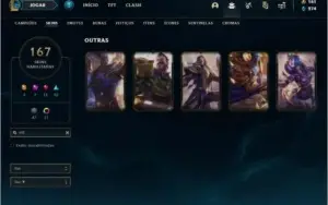 Conta platina 3 com 166 skins e TODOS os champs