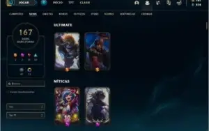 Conta platina 3 com 166 skins e TODOS os champs