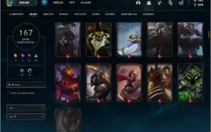 Conta platina 3 com 166 skins e TODOS os champs