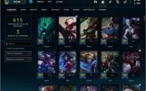 Conta platina 3 com 166 skins e TODOS os champs