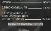 Créditos R6 na SUA conta! (Rápido e econômico)