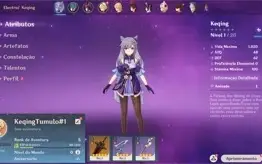 Conta Genshin Impact AR 5 com Keqing e Túmulo do Lobo