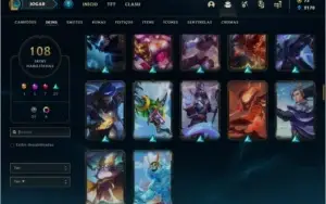 Conta Unranked com TODOS OS CHAMPS e 108 skins