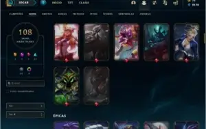 Conta Unranked com TODOS OS CHAMPS e 108 skins