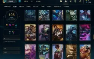 Conta Unranked com TODOS OS CHAMPS e 108 skins